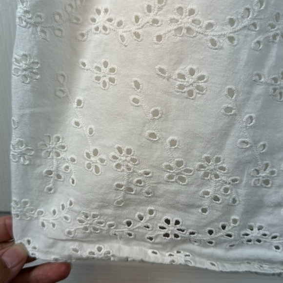 Talbots White Eyelet Short Sleeve Blouse Square Neck Size XL EUC #VEG-0114 - Picture 5 of 6